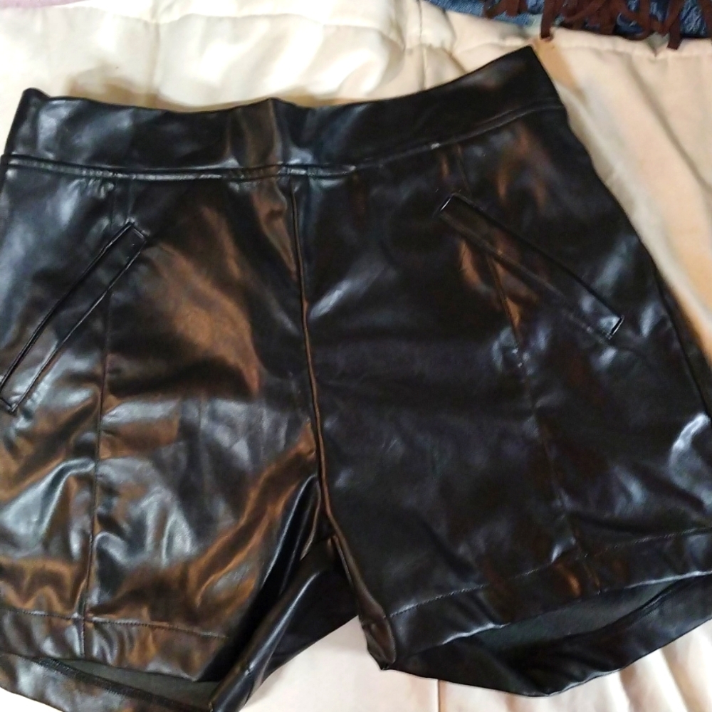 Faux leather shorts